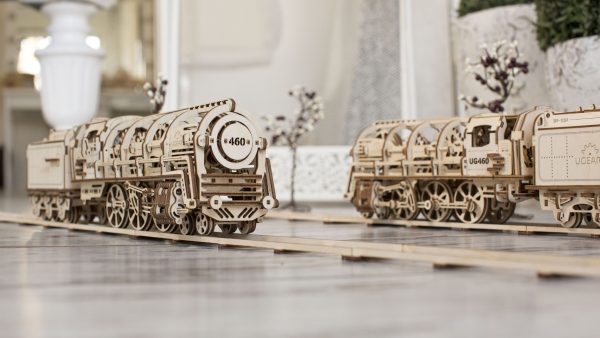 Ugears 460 Steam Locomotive Train with Tender 3D Wooden Model Kit