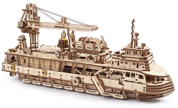 Ugears Research Vessel 3D Wood Boat Model