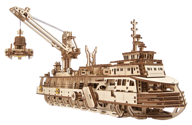 Ugears Research Vessel 3D wooden model kit